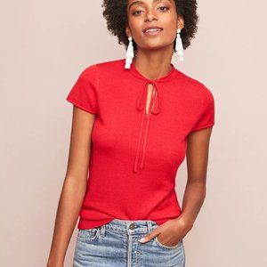 Laval Red Tie-Neck Merino Red Sweater